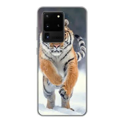 Produktbild von MuchoWow® Handyhülle Schutzhülle Hülle für Samsung Galaxy S20 Ultra Tiger - Landschaft - Schnee - Tiere Silikon Softcase Handy Hülle - Karteninhaber