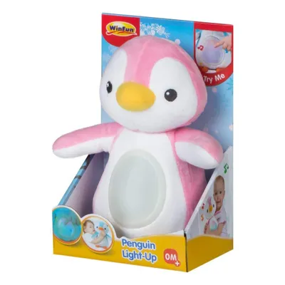 Image de Pingouin Doudou aide bébé à s'endormir avec lumière mélodies rose WinFun