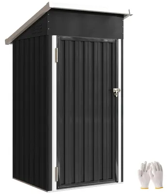 Obrázok produktu pre Kryt na náradie z kovu – 107,5 x 91 x 185 cm – tmavosivý – odolný voči poveternostným vplyvom – na uskladnenie záhradného náradia