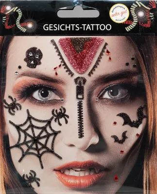 Produktbild von Gesichts Tattoo - Halloween Glitzer Aufkleber Set Blut Klebetattoos Temporäre Tattoos Karneval
