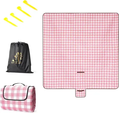 Productafbeelding van Picknickdeken Waterdicht - Strandkleed Campingkleed - Buiten Zitten - Gemakkelijk Opvouwbaar - 200 x 200 cm - Rood Wit