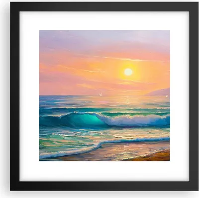 Produktbild von Gerahmtes Poster - Schwarzer Rahmen - Meer Welle Ufer - 30x30 cm - Wand Bild - Wanddeko - Wandbilder - Kunstposter - Wandposter - Bilderrahmen - Bilder - Kunstdruck - Wandbild - P2BAC30x30-3915