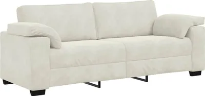 Zdjęcie produktu dla vidaXL 3-osobowa sofa kremowa 220x77x82 cm aksamit