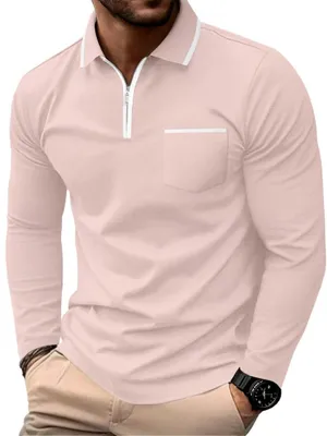 Productafbeelding van Solidchoice - Heren Lange Mouw Polo Shirt met Rits