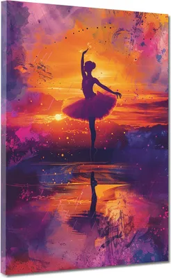 Produktbild von Abstrakt Ballerina Sonnenuntergang Wandbild Leinwandbild Kunstdruck Wanddeko: 40x60x2cm