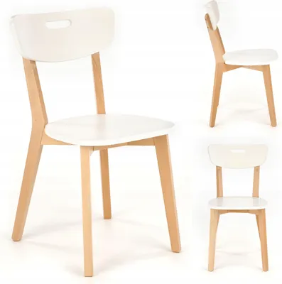 Produktbild von Stuhl für Esstisch - Weiß - Aus Holz - 42 x 81 x 49 cm B/H/T - Küchenstuhl - Holzstuhl - TODI