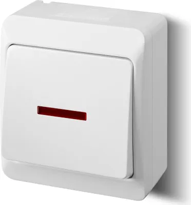 Immagine prodotto di Commutatore unipolare, illuminato, montaggio a parete, IP44, bianco, HERMES