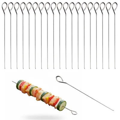 20er-Set Grillspieße aus Edelstahl, 20 cm, wiederverwendbar