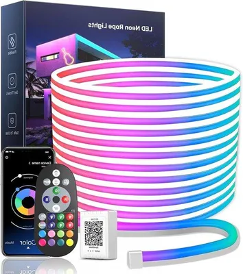 Image de Bandes LED RGB néon de 10 mètres avec synchronisation musicale, étanches (IP67), pour le salon, la chambre, la décoration murale et l'aménagement extérieur