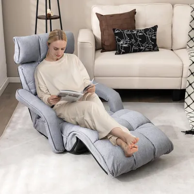 Imagen del producto de Sillón reclinable - Sillón para el suelo - Sillón de lectura - Sillón relax - Sillón convertible en cama - Respaldo ajustable con 6 posiciones