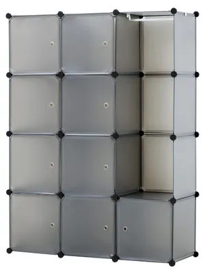 Modularer Raumsparschrank 12 Fächer Kunststoff 111x37x147 cm
