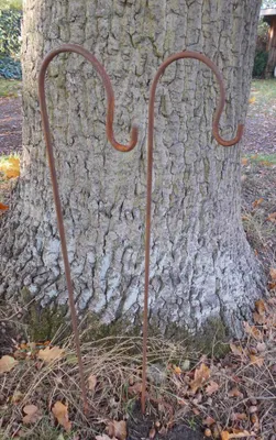 Produktbild von 2er-Set Gartenstab m. Haken Laternenhaken u. Doppelspieß Eisen Rost 90