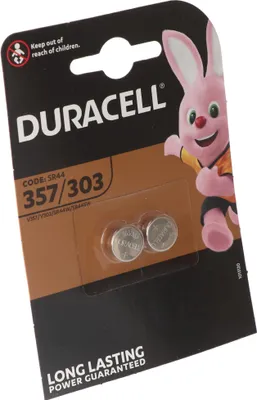 Produktbild von Duracell 357, 303, V357, V303, SR44, SR44SW, Uhrenbatterie D357, 2er Blister