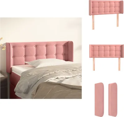 Produktbild von vidaXL Kopfteil mit Ohren Rosa 103x16x78/88 cm Samt -  Kopf- & Fußenden