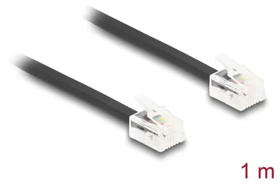 Produktbild von Delock Telefonkabel RJ11 Stecker zu RJ11 Stecker schwarz 1 m