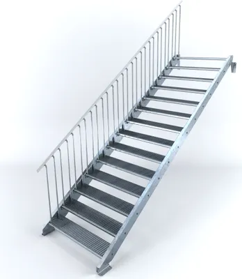 Produktbild von Stahltreppe 14 Stufen bis Höhe 280 cm, Laufbreite : 120 cm Geländer links ST 1 (31 / 31 mm)