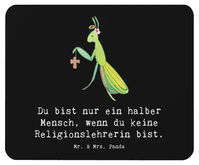 Produktbild von Mr. & Mrs. Panda Mauspad Religionslehrerin Herz - Schwarz - Geschenk, Mouse Pad, pc, Mousepad, Witzig, Grundschule, Lustig, laptop, mousematte, Spruch