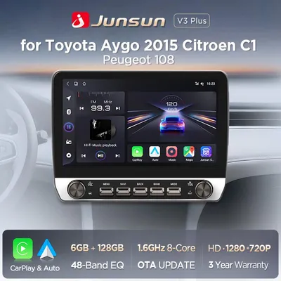 Imagen del producto de Radio para coche de 10.1 pulgadas, doble DIN, con Android Auto y CarPlay, 4x45W, DSP, GPS, WiFi, DAB+, FM y Bluetooth