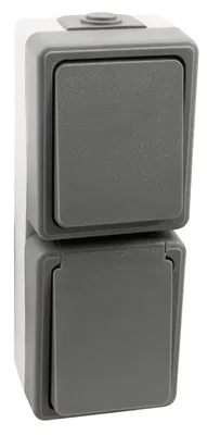Produktbild von Feuchtraum Kombi-Dose McPower Secure 250V Schalter+Steckdose IP44 AP grau
