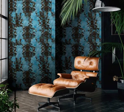 Produktbild von NEWROOM Tapete Blau Vliestapete Muster - Wandbild Modern Schwarz  Boho Batik Tapete
