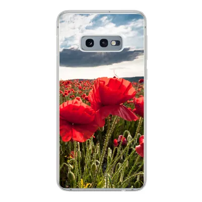 Produktbild von MuchoWow® Handyhülle Schutzhülle Hülle für Samsung Galaxy S10e Mohnblumen vor einem dramatischen, stürmischen Himmel Silikon Softcase Handy Hülle - Handy