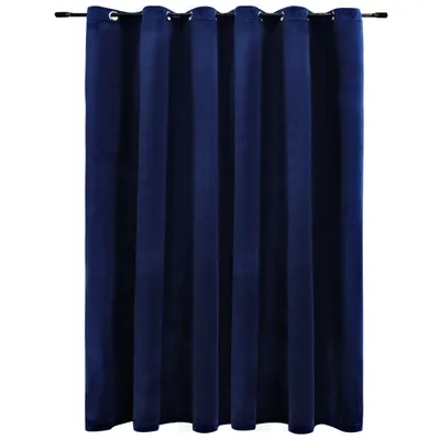 Image de Rideau occultant et anneaux Velours Bleu foncé 290x245 cm