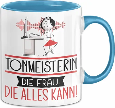 Produktbild von Tonmeisterin Geschenk Tasse Becher Die Frau Die Allen Kann Geschenkidee für eine Tonmeisterin Lustig (Blau)