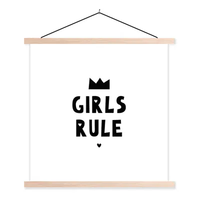 Produktbild von MuchoWow® Textilposter Zitate - Kinder - Mädchen - Mädchen regieren - Sprichwörter 40x40 cm mit holzfarbenen Rahmen - Posterleiste