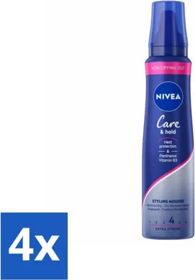 Produktbild von NIVEA Stylingschaum – Pflege & Halt – Hitzeschutz – 150 ml - Vorteilspack - 4 Stücke