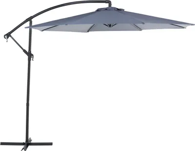 Produktbild von BELIANI Ampelschirm Grau Polyester Rund ⌀ 300 cm Kreuzfuß Terrasse Garten