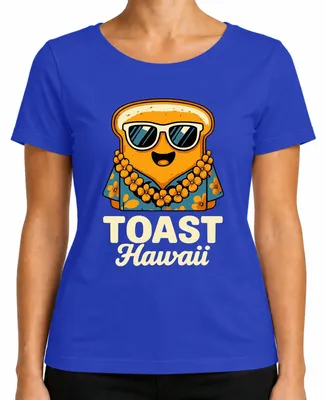 Obrázok produktu pre Toast Hawaii Aloha Holiday Summer Retro Vintage Funny Cute dámske tričko, modrá, S