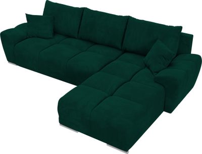 BroMARKT Ecksofa NUBES Schlaffunktion Bettkasten L-Form 298x184x85cm Grün