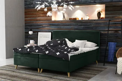 Produktbild von Boxspringbett Schlafzimmerbett Sileno 160x200cm in Stoff Riviera Grün
