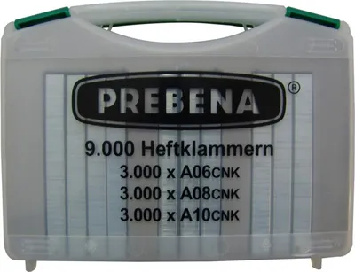 Produktbild von PREBENA A Box Heftklammern Tackerklammern Typ A  9000 Stück versch. Längen