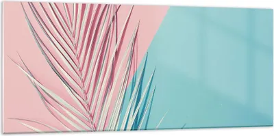 Produktbild von Bilder auf glas - Einteilig - Blatt Rosa Türkis - 120x50cm - Glasbilder - Wandbilder - Bilder - zum Aufhängen bereit - Wanddekoration aus Glas - Glas Bilder - Wandbild auf Glas - GAB120x50-4421