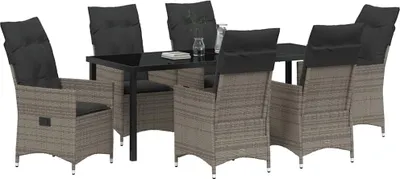 Obrázek produktu pro vidaXL Zahradní jídelní set, 7 kusů, šedá barva, polyratan