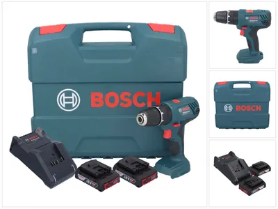 Zdjęcie produktu dla Wkrętarka udarowa akumulatorowa Bosch GSB 18V-21 18 V 55 Nm + 2x akumulator 2,0 Ah + ładowarka + walizka L-Case