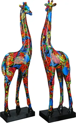 Produktbild von Gilde Skulptur, Giraffe, "Street Art", Graffiti, Kunstharz, mehrfarbig, L. 8.5 cm, B. 13.5 cm, H. 48 cm 36058 4063387360583 2 Stück (2-fach sortiert)