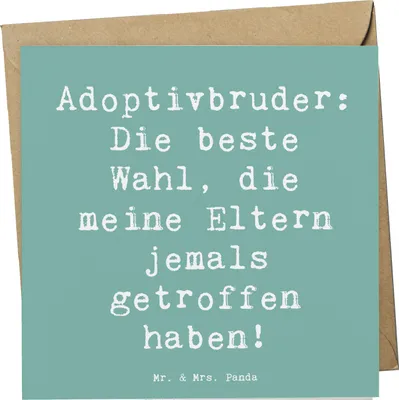 Produktbild von Mr. & Mrs. Panda Grußkarte Spruch Adoptivbruder Liebe - Meeresbrise - Geschenk, Familie, persönliche Erinnerungen, Familienverbindung, anlasskarte, Einzigartigkeit