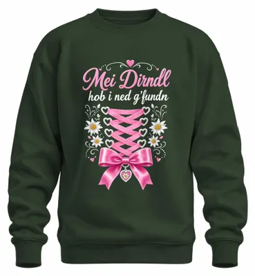 Productafbeelding van Ik heb geen Dirndl gevonden. Traditionele kleding, shirt, leren broek, Beierse sweatshirt, trui, flessengroen, maat S