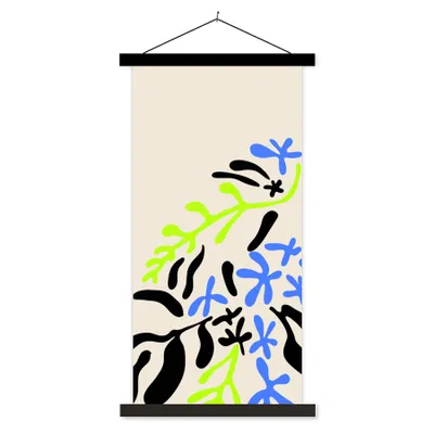 Produktbild von MuchoWow® Textilposter Blatt - Abstrakt - Muster 90x180 cm mit schwarzem Rahmen - Dekoration Wohnzimmer