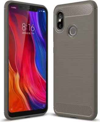 Produktbild von Xiaomi Mi 8 Hülle Silikon Grau Carbon Optik Case TPU Handyhülle Bumper