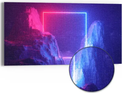 Produktbild von DEQORI Hybrid Leinwand Bild 60x30 cm 'Kosmische Canyonreise' Wandbild Glas flach modern