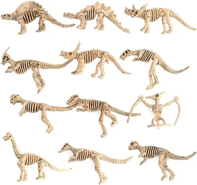Imagen del producto de Juego de fósiles de dinosaurios, juego de 12 piezas, de PVC, para niños y juegos de arqueología