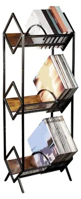 Produktbild von Plattenregal Schallplattenhalter Vinylregal - 3-stufig - Mit Lochwand - Wandmontage - Für Vinyl und LPs