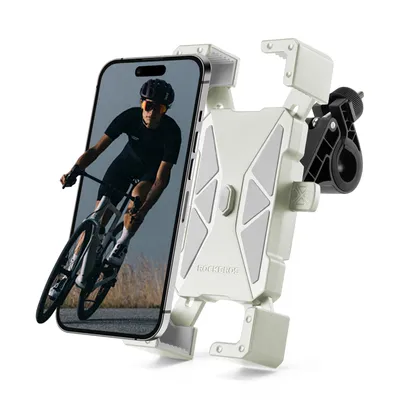 Image de ROCKBROS Support de téléphone portable pour vélo 360° support guidon/stem support universel moto modèle guidon blanc