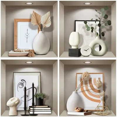 Produktbild von 3D-Effekt-Aufkleber mit Vasen und Designobjekten, 60 x 60 cm