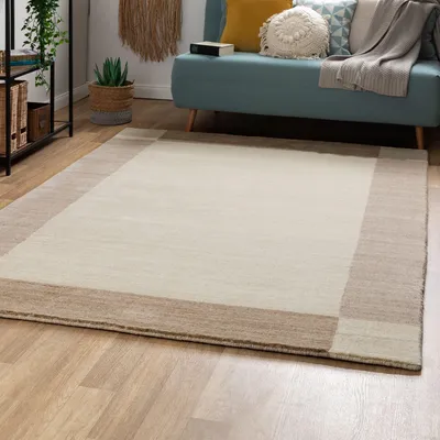 Produktbild von Steffensmeier Nepal Teppich Pali | Wolle, Beige, Größe: 140x200 cm Kurzflor Teppich für Wohnzimmer, Ethno Look