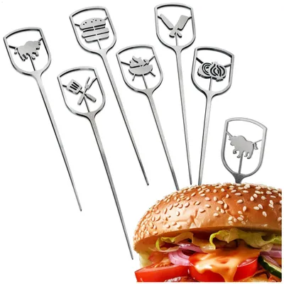 6 RVS Burgerspieße – Edelstahl, 16 cm, silber
