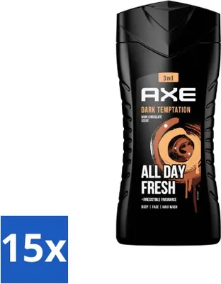 Obrázok produktu pre Axe - sprchový gél 3 v 1 - Dark Temptation - Tmavá čokoláda - 250 ml - hodnotné balenie - 15 kusov